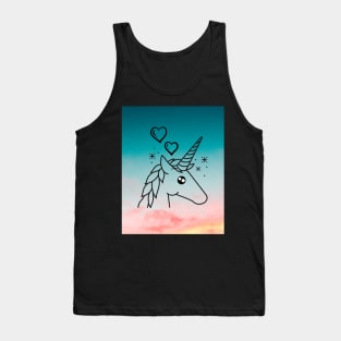 Unicorn With Blue Sky & Clouds Tank Top